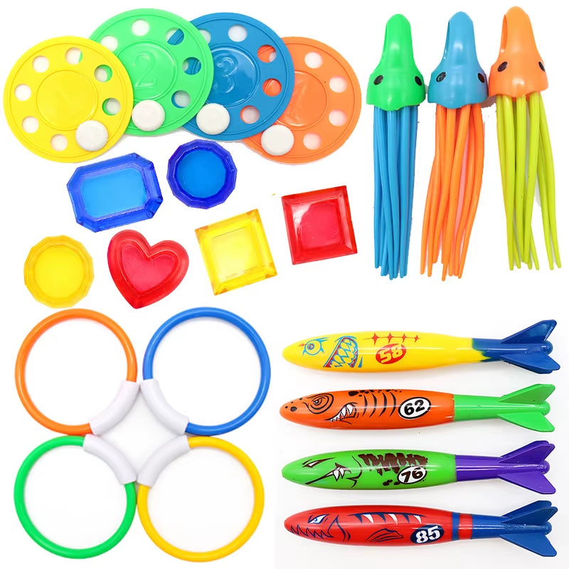Diving Toys Breath Closure Training Water Underwater Toy Set Children'S Swimming Pool Treasure Hunt Water Ring Diamond Kids Toys