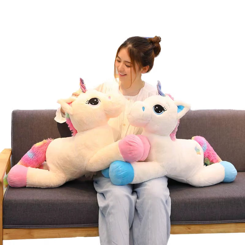 40Cm 60Cm 80Cm Rainbow Unicorn Plush Toys Kawaii Kids Toys Stuffed Cartoon Animal Baby Doll Children Christmas Birthday Gift