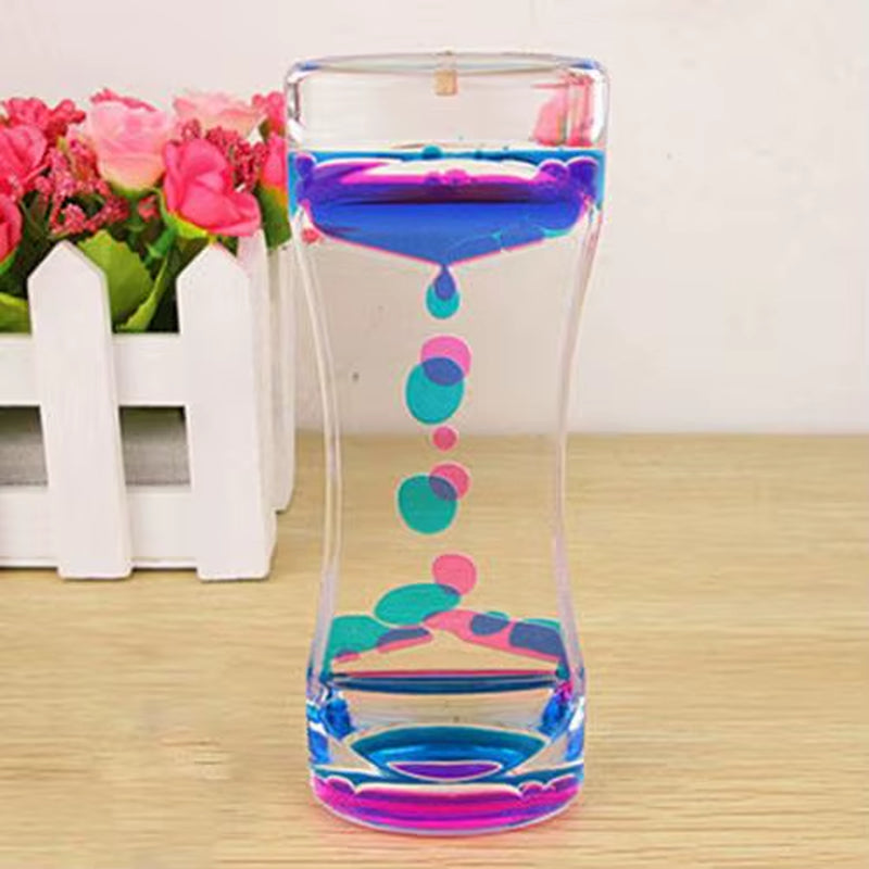 Stress Toy Double Colors Oil Hourglass Liquid Floating Motion Bubbles Timer Desk Decors Descending Sensory Bubbles Kids Toys