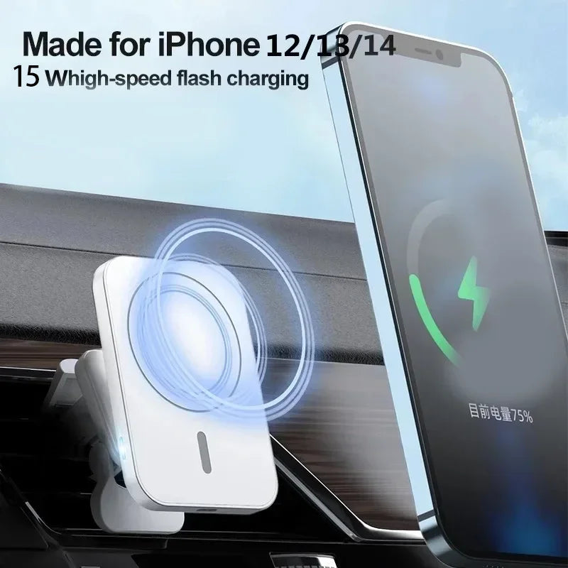 Magnetic Wireless Charger Car Air Vent Stand Phone Holder 15W Magnet Car Fast Charging Station for Iphone 12 13 14 Pro Max Mini