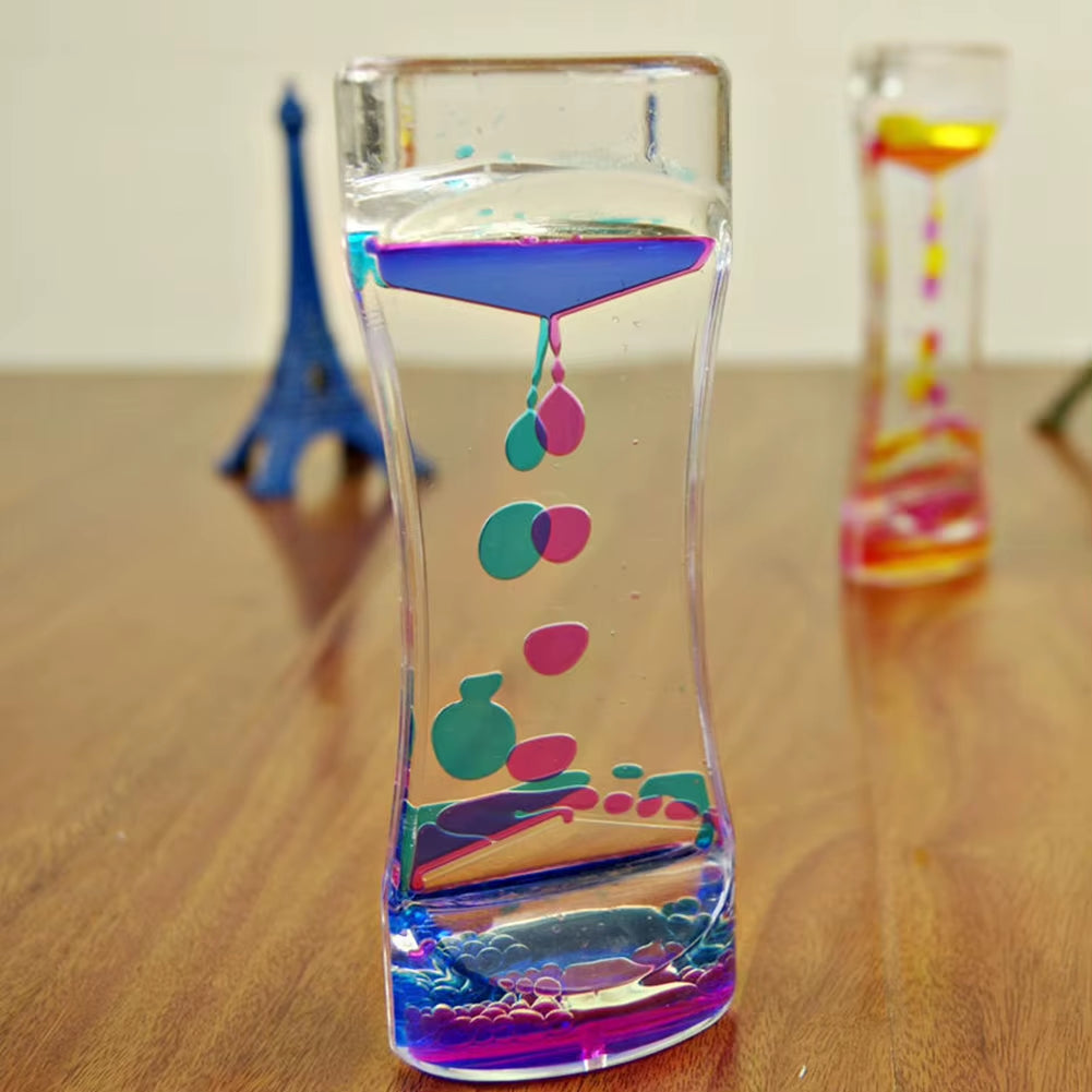 Stress Toy Double Colors Oil Hourglass Liquid Floating Motion Bubbles Timer Desk Decors Descending Sensory Bubbles Kids Toys