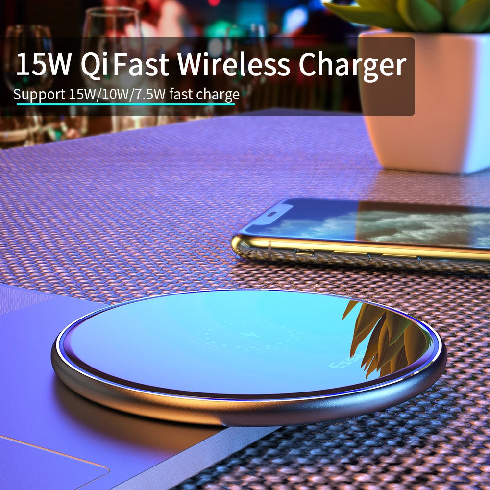 15W Qi Wireless Charger Fast Wireless Phone Charging Induction Pad for Iphone 12 11 Pro Max X Xiaomi Mi 10 Samsung S20