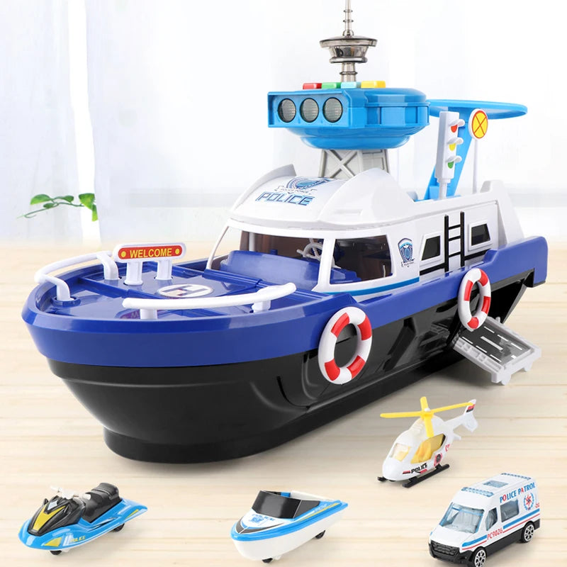 Kids Toys Ship Simulation Track Inertia Boat Diecasts & Toy Vehicles Music Story Light Toy Ship Model Toy Car Parking Boys Toys