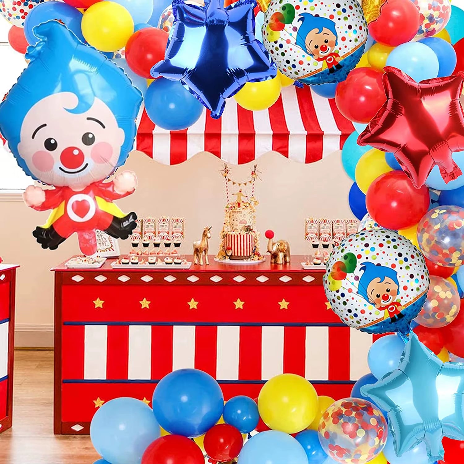 1Set Cartoon Clown Plim Foil Balloons Set Children 45X70Cm Plim Plip Party Clown Decorations Kids Toys Baby Shower Air Globos