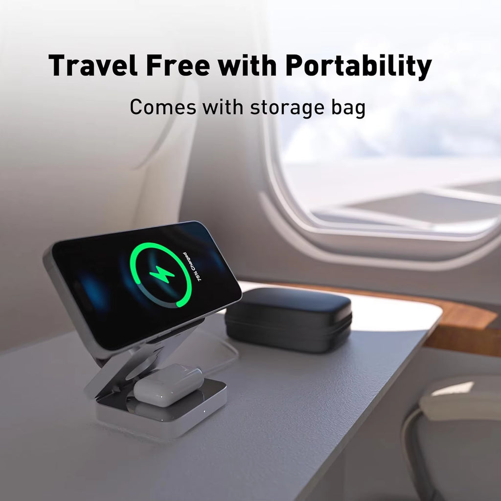 30W 3-in-1 Magnetic Wireless Charger Stand - Fast Charging Dock for iPhone 15/14/13/12 Pro Max, AirPods Pro, and Apple Watch Series 8/7/6
