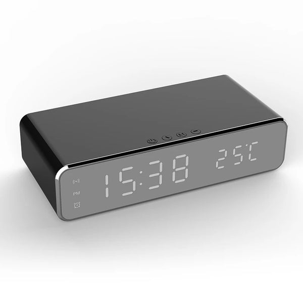 Wireless Charger Time Alarm Clock LED Digital Thermometer Earphone Phone Chargers Fast Charging Dock Station for Iphone Samsung