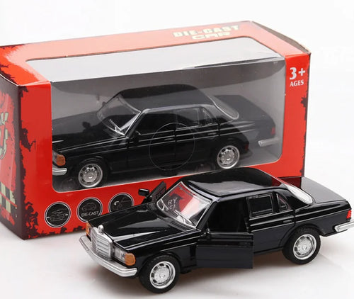 1/36 E-Class W123 Classical Car Retro Autos Pull Back Function Model 2 Doors Opened Simulation Kids Toys with Original Box