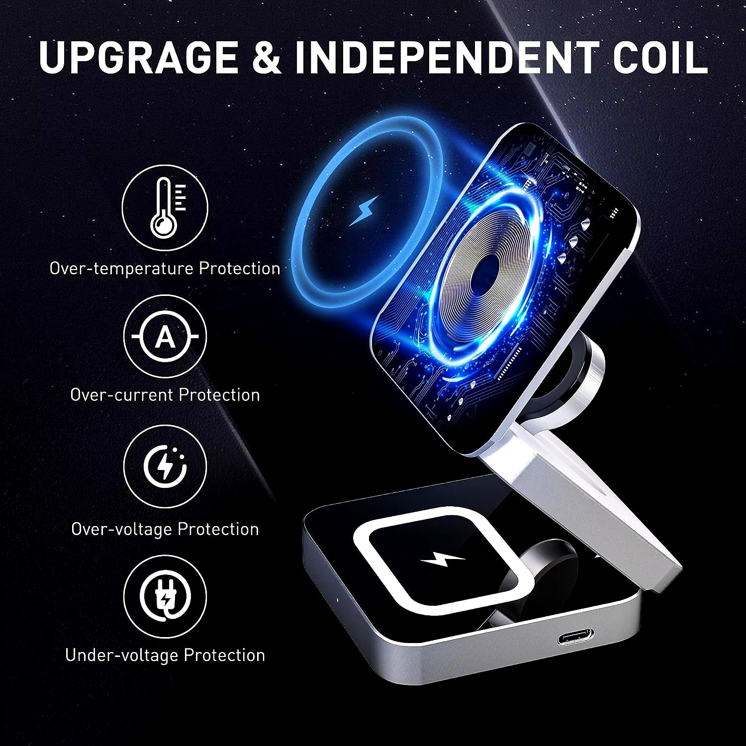 30W 3-in-1 Magnetic Wireless Charger Stand - Fast Charging Dock for iPhone 15/14/13/12 Pro Max, AirPods Pro, and Apple Watch Series 8/7/6