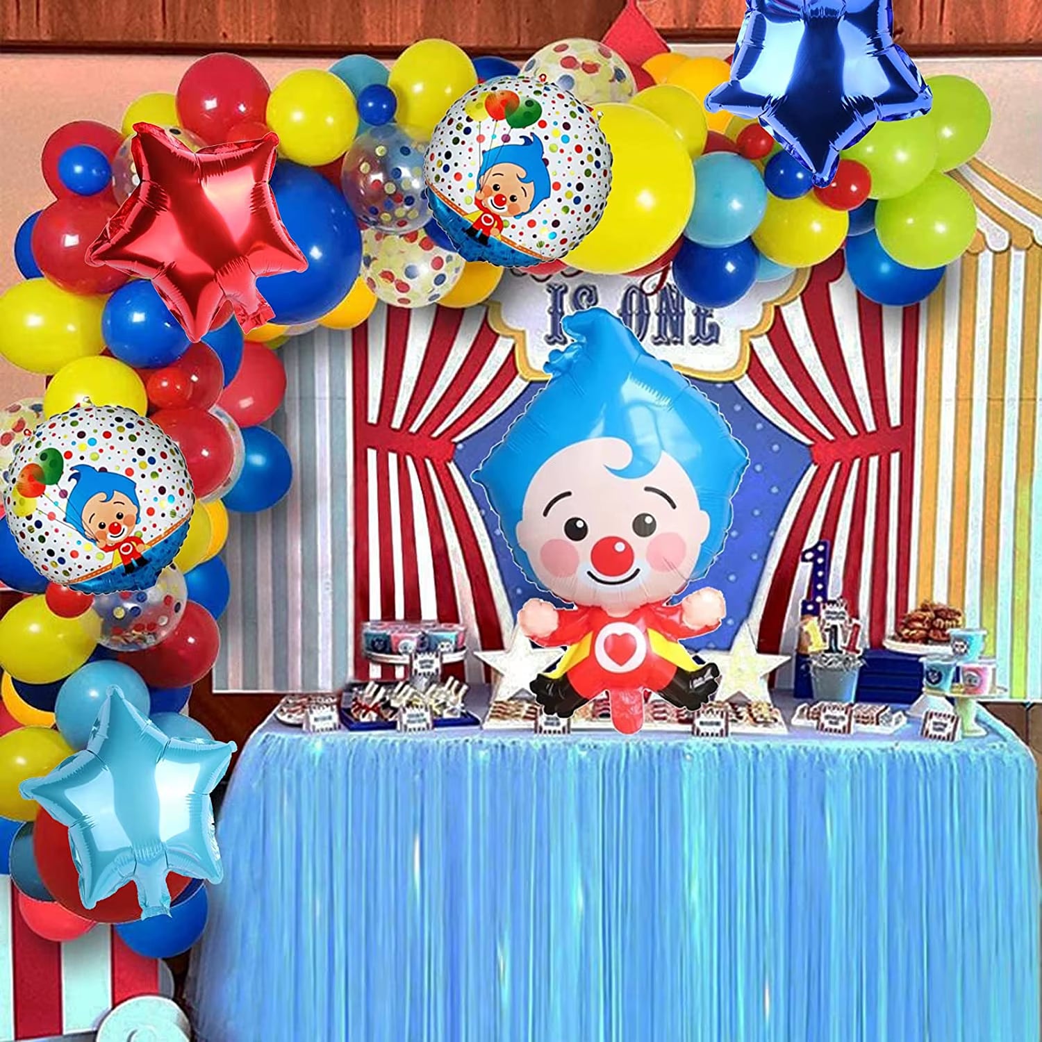 1Set Cartoon Clown Plim Foil Balloons Set Children 45X70Cm Plim Plip Party Clown Decorations Kids Toys Baby Shower Air Globos