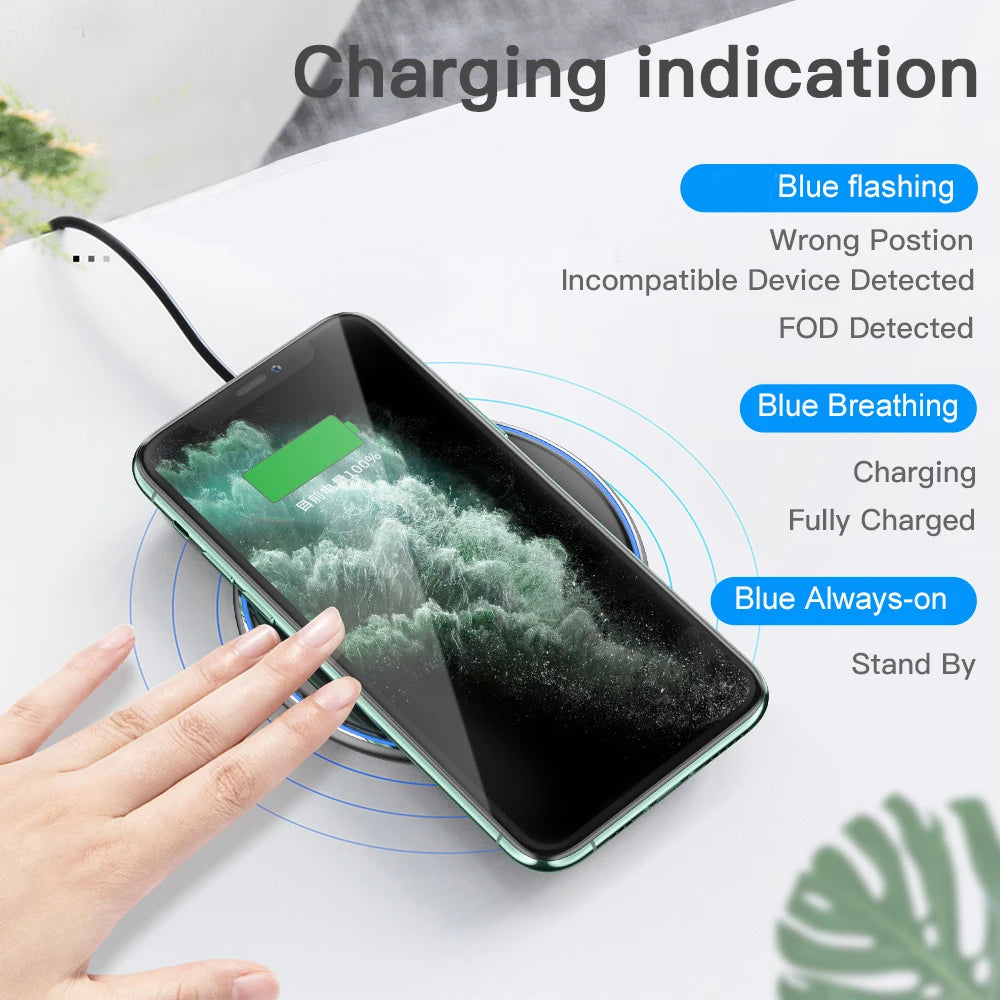 15W Qi Wireless Charger Fast Wireless Phone Charging Induction Pad for Iphone 12 11 Pro Max X Xiaomi Mi 10 Samsung S20