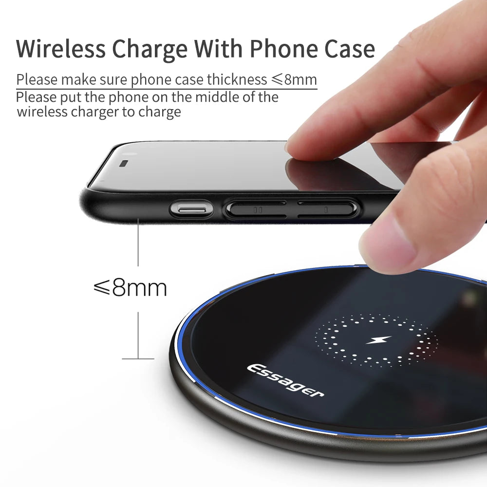 15W Qi Wireless Charger Fast Wireless Phone Charging Induction Pad for Iphone 12 11 Pro Max X Xiaomi Mi 10 Samsung S20