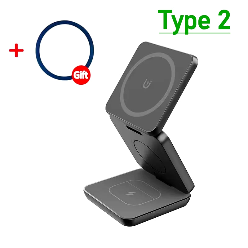 30W 3-in-1 Magnetic Wireless Charger Stand - Fast Charging Dock for iPhone 15/14/13/12 Pro Max, AirPods Pro, and Apple Watch Series 8/7/6