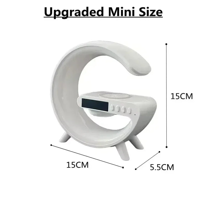 G63 Speaker Wireless Charger Phone Holder TF Card RGB Built-In Night Light Alarm Clock Iphone Xiaomi Samsung Fast Charging Dock