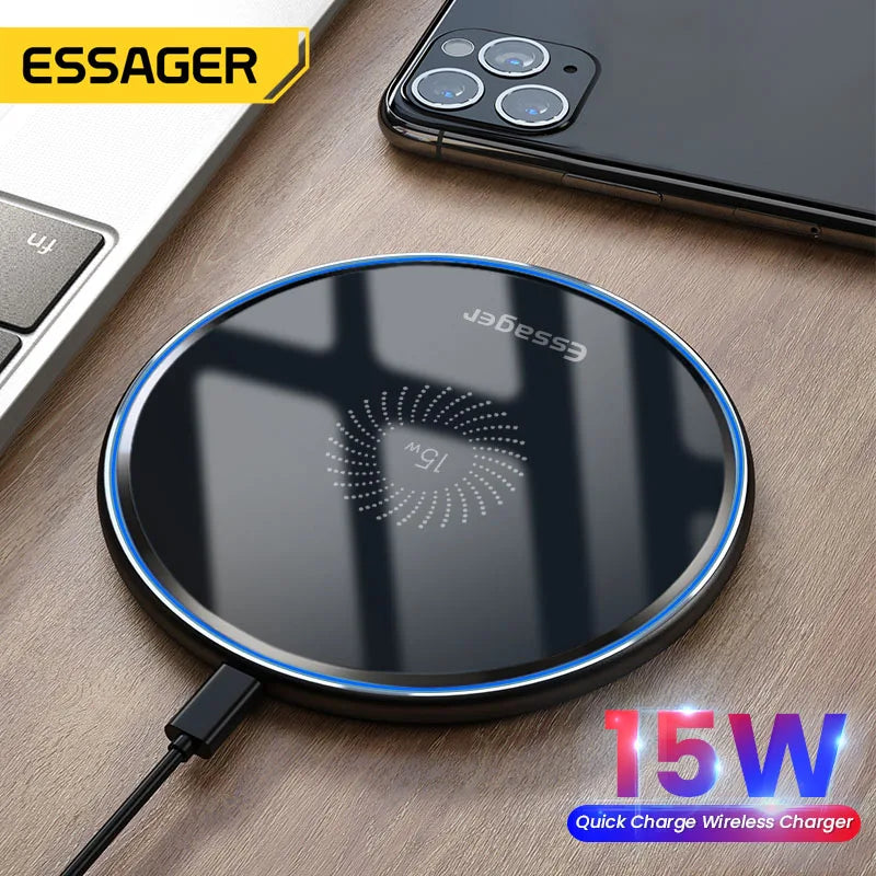 15W Qi Wireless Charger Fast Wireless Phone Charging Induction Pad for Iphone 12 11 Pro Max X Xiaomi Mi 10 Samsung S20