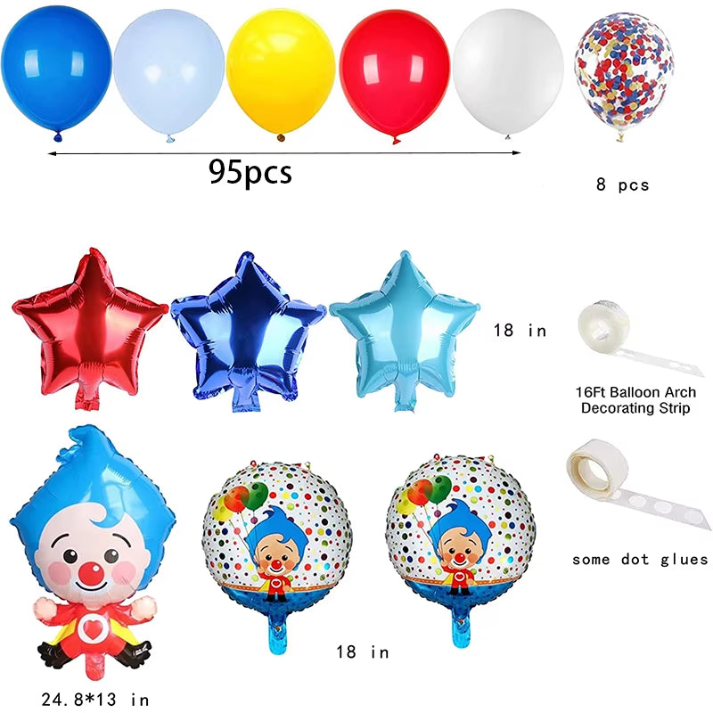 1Set Cartoon Clown Plim Foil Balloons Set Children 45X70Cm Plim Plip Party Clown Decorations Kids Toys Baby Shower Air Globos