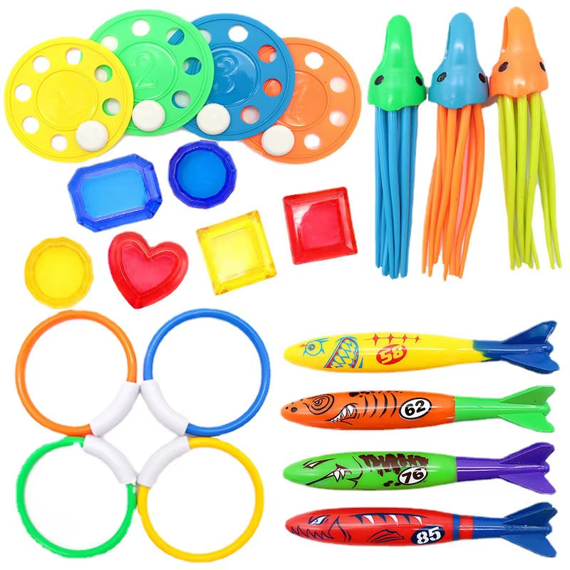 Diving Toys Breath Closure Training Water Underwater Toy Set Children'S Swimming Pool Treasure Hunt Water Ring Diamond Kids Toys