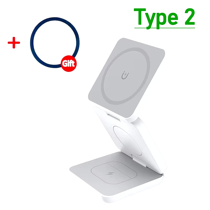 30W 3-in-1 Magnetic Wireless Charger Stand - Fast Charging Dock for iPhone 15/14/13/12 Pro Max, AirPods Pro, and Apple Watch Series 8/7/6