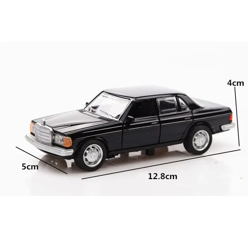 1/36 E-Class W123 Classical Car Retro Autos Pull Back Function Model 2 Doors Opened Simulation Kids Toys with Original Box