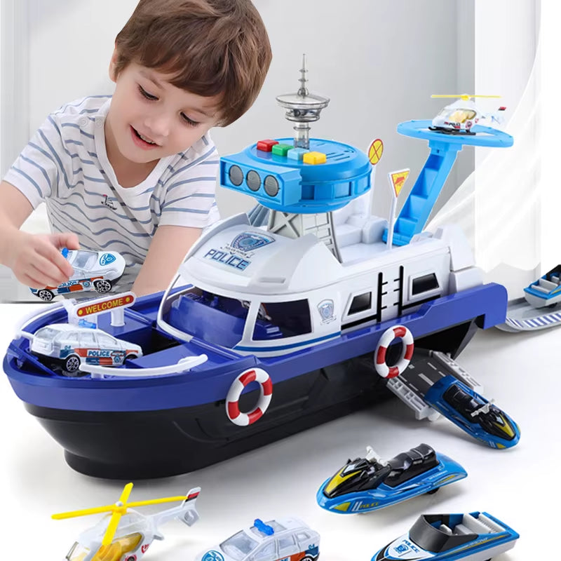 Kids Toys Ship Simulation Track Inertia Boat Diecasts & Toy Vehicles Music Story Light Toy Ship Model Toy Car Parking Boys Toys